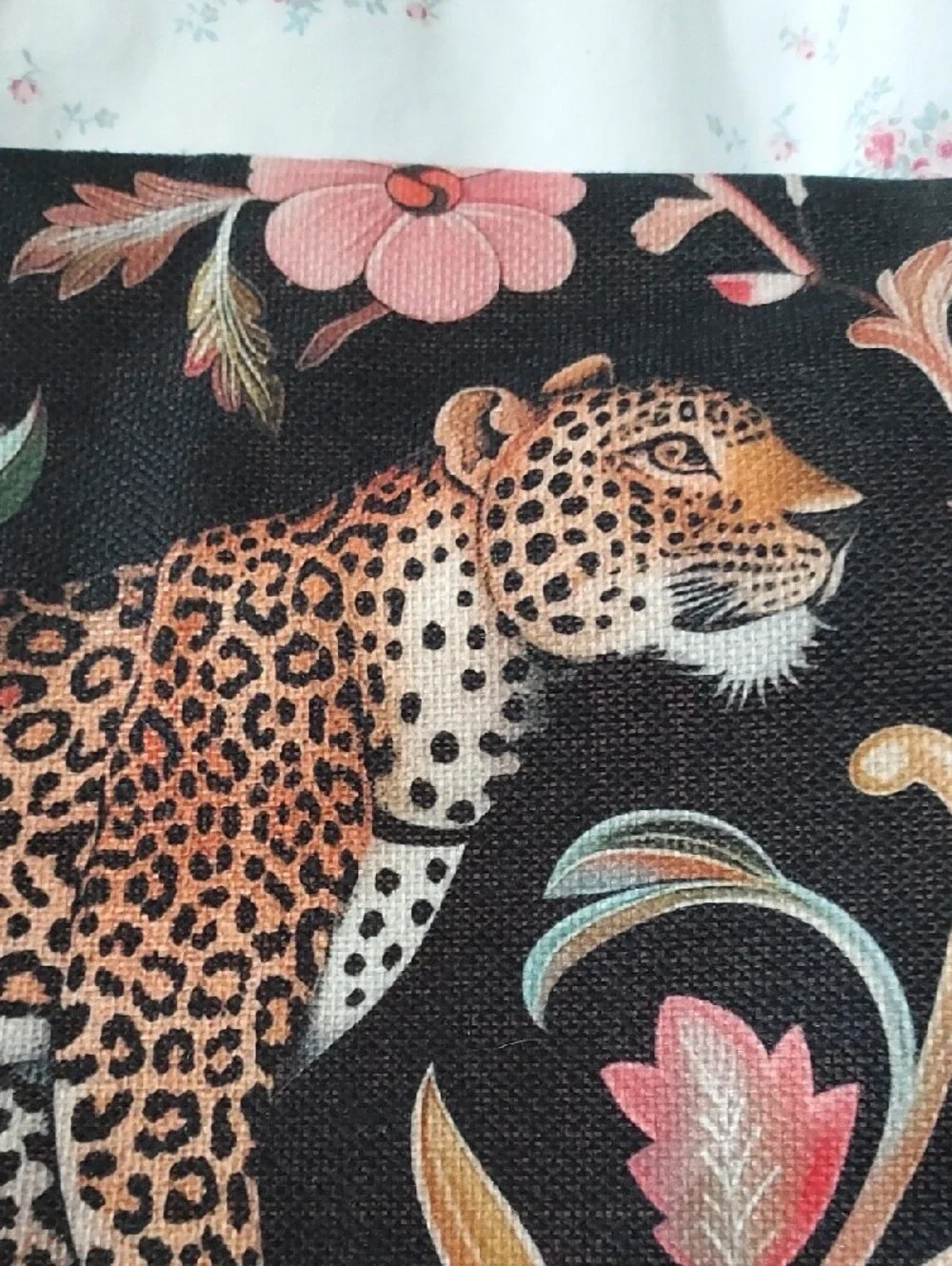 Black Leopard Floral Decorative Throw Pillow Cover - Pink and Brown Accents